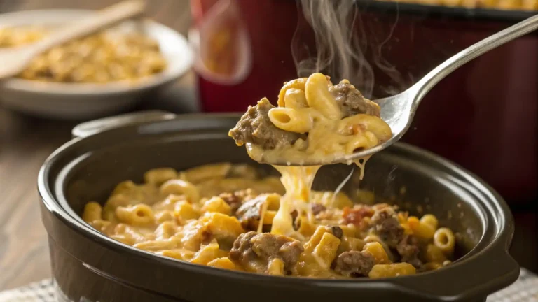 Leftover hamburger helper packed into meal prep containers on a countertop