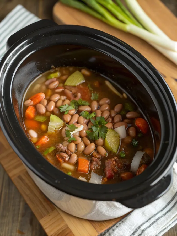 Pinto beans in crock pot ready to cook
