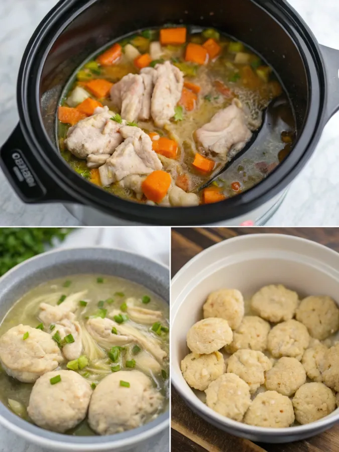 Cooking process of chicken and dumplings crock pot recipe