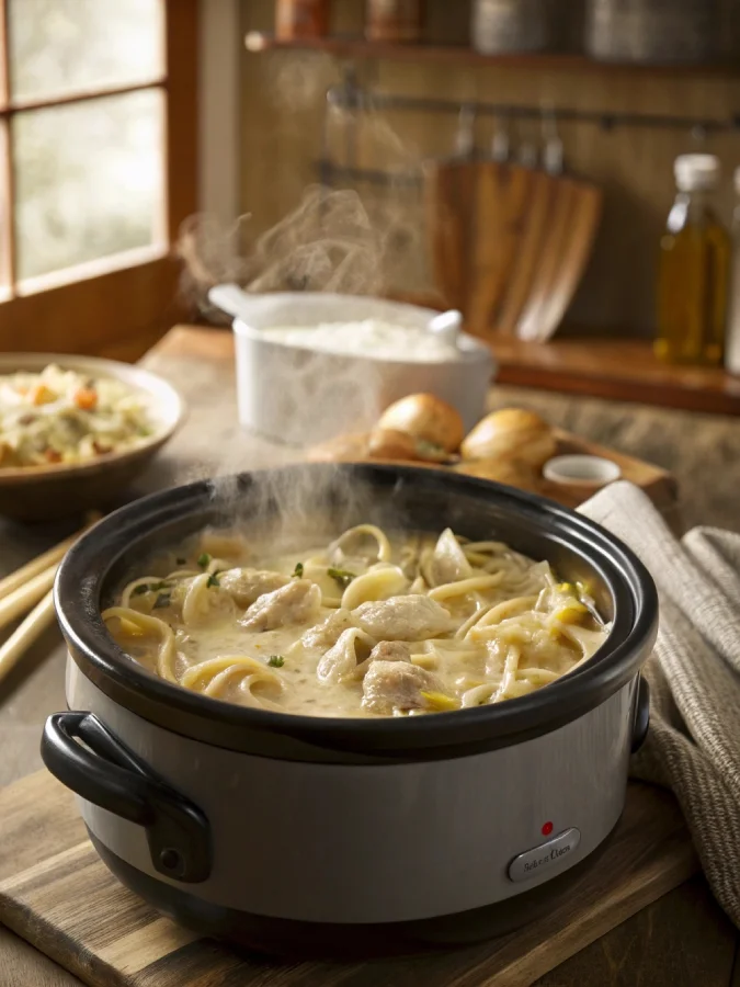 creamy chicken and noodles in crock pot