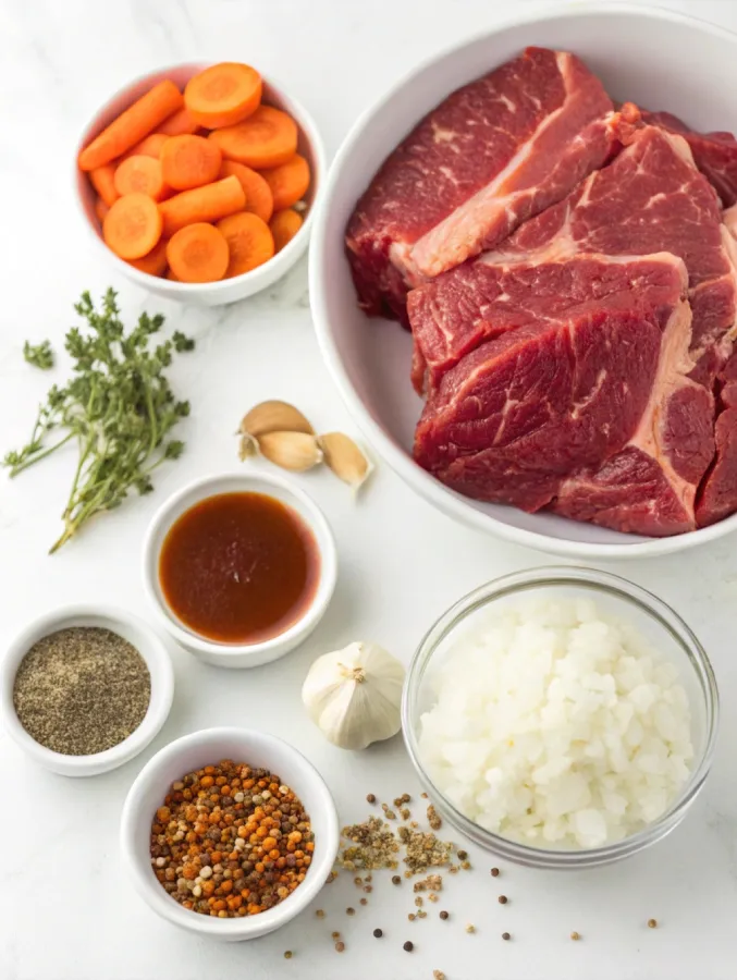 Ingredients for chuck roast crock pot recipe