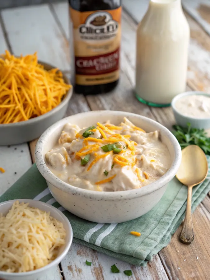 Crack chicken crock pot recipe in rustic bowl