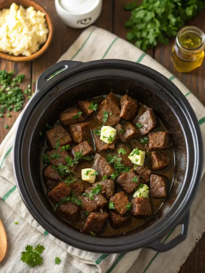 Crock Pot Garlic Butter Steak Bites