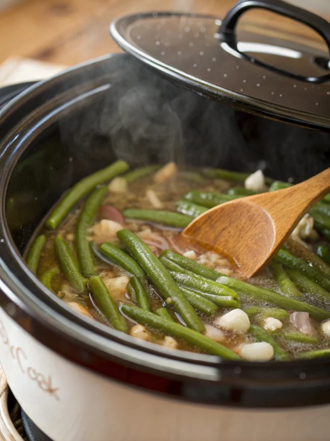crock pot green bean ingredients layout