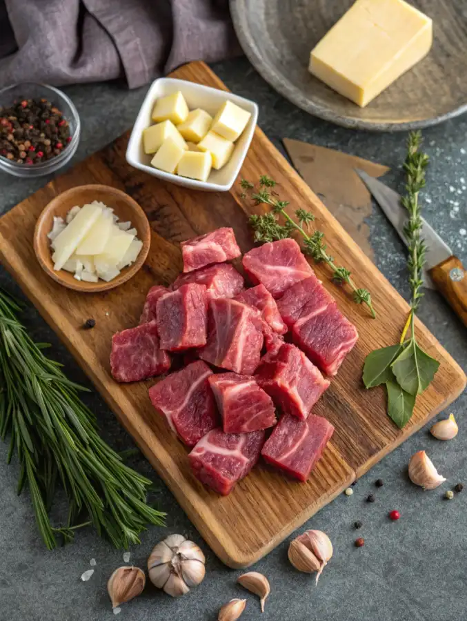 Ingredients for crock-pot steak bites recipe