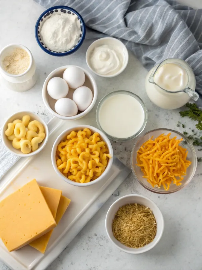Ingredients for Paula Deen crock pot mac and cheese