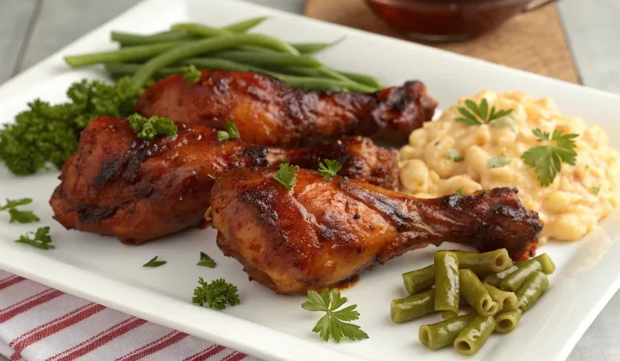 served crock pot barbecue chicken drumsticks