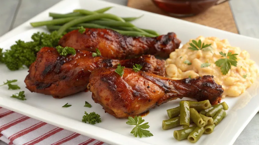 served crock pot barbecue chicken drumsticks