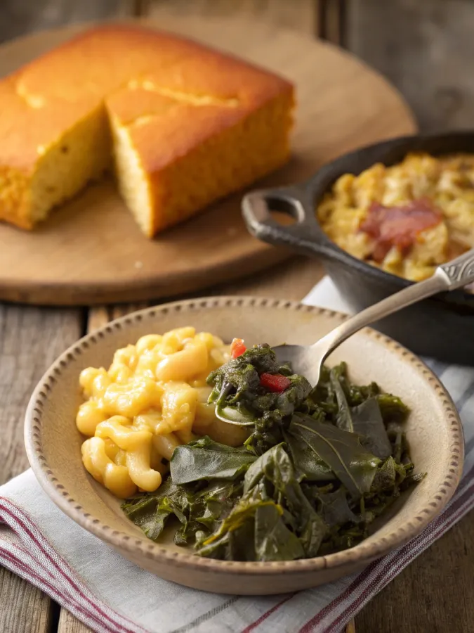 Served crock pot collard greens on plate