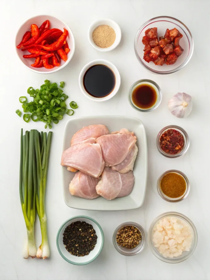 Ingredients for jerk chicken in a crock pot