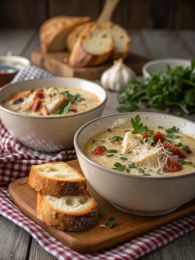 serving crock pot creamy chicken parmesan soup