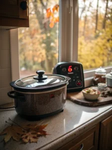 Crock-pot set to slow cook steak bites