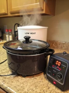 Slow cooking steak bites in crock pot