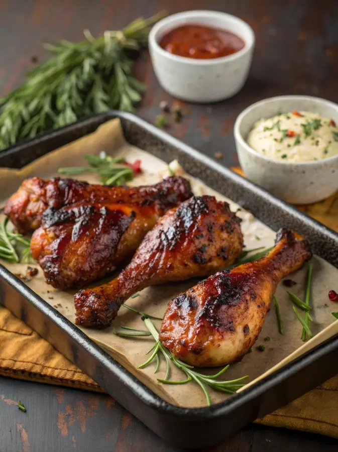 served bbq chicken legs in crock pot style