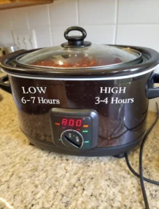 Cover the crock pot with its lid and set it to LOW for 6–7 hours for maximum tenderness. If you're short on time, HIGH for 3–4 hours also works