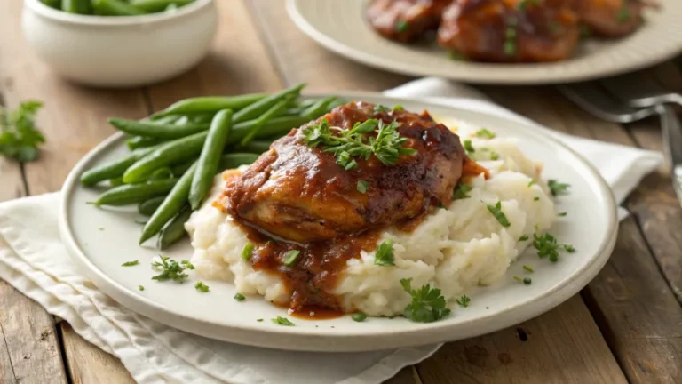 BBQ Chicken Thighs Simmering in Crock Pot