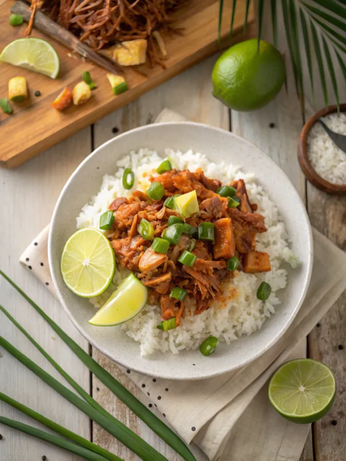 BBQ Hawaiian Chicken Crock Pot Served Over Rice