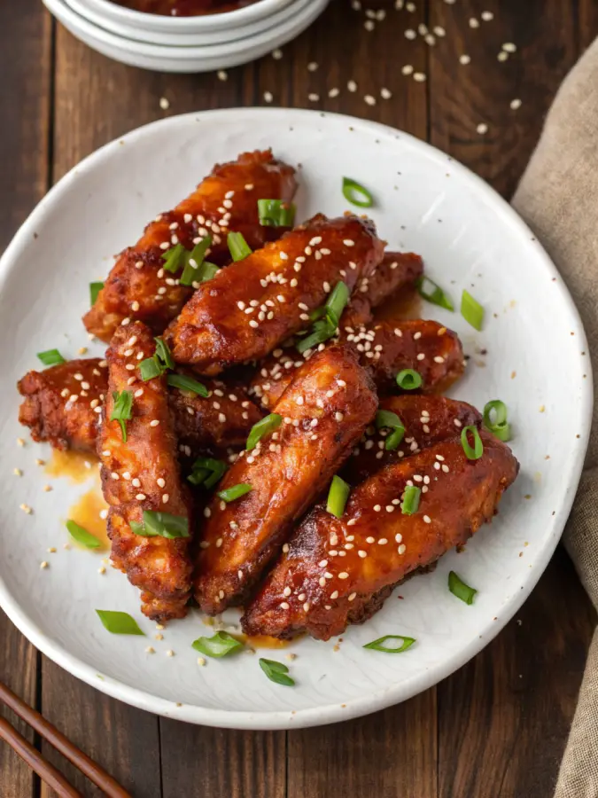 Crock pot chicken fingers on plate with BBQ glaze