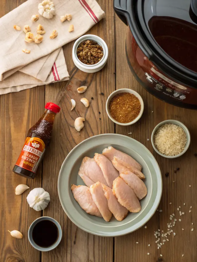 Crock pot chicken fingers ingredients laid out