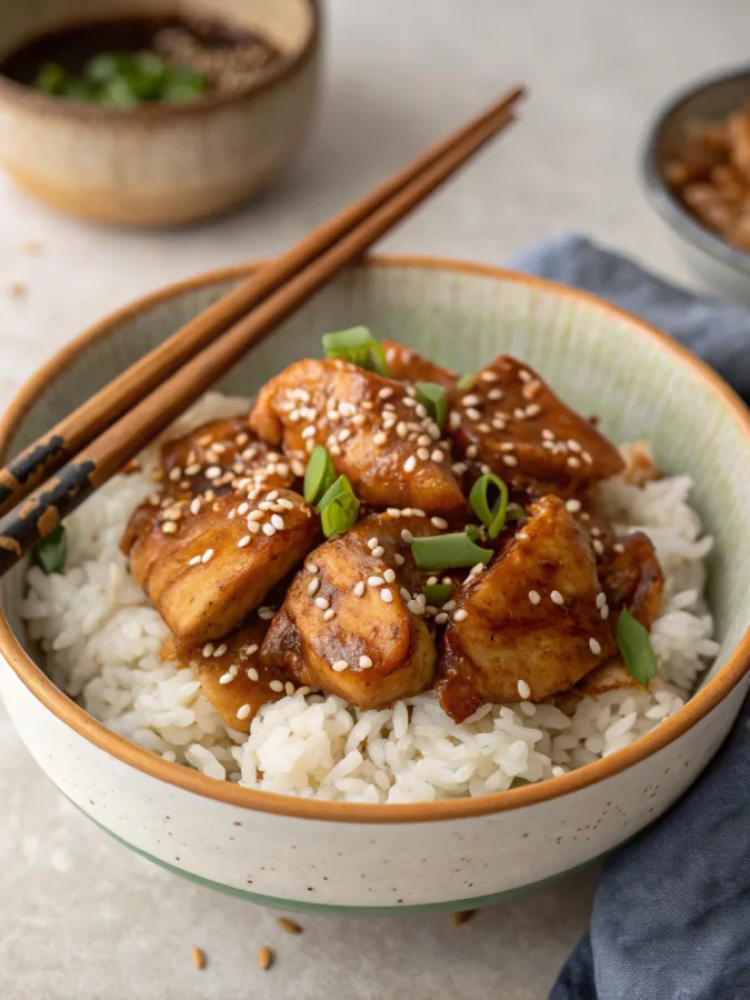 Served chicken teriyaki from crock pot over jasmine rice