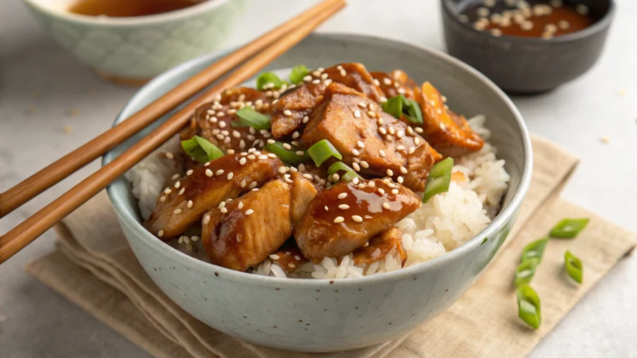 Served chicken teriyaki from crock pot over jasmine rice