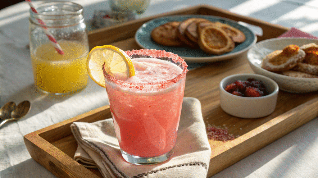 Served homemade Mounjaro pink salt detox drink