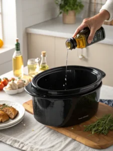 Greasing the crock pot insert before cooking