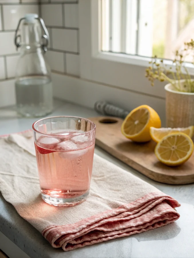pink salt diet drink ready to sip on empty stomach