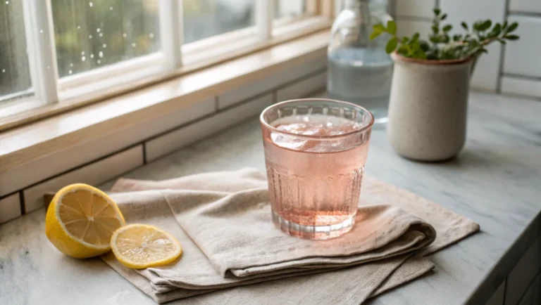 pink salt diet drink ready to sip on empty stomach