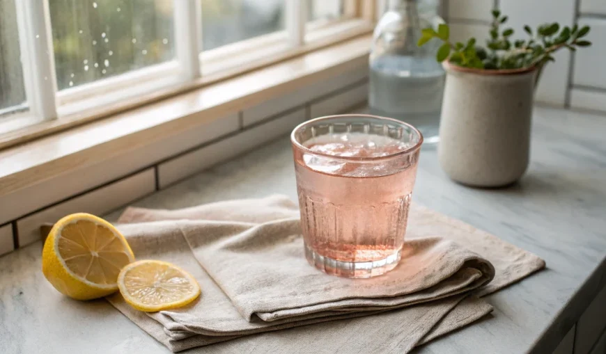 pink salt diet drink ready to sip on empty stomach