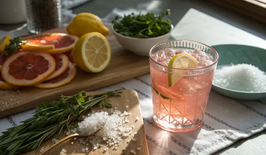 serving glass of pink salt water for weight loss