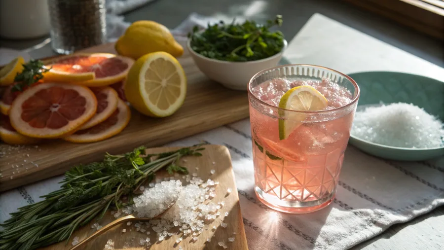 serving glass of pink salt water for weight loss
