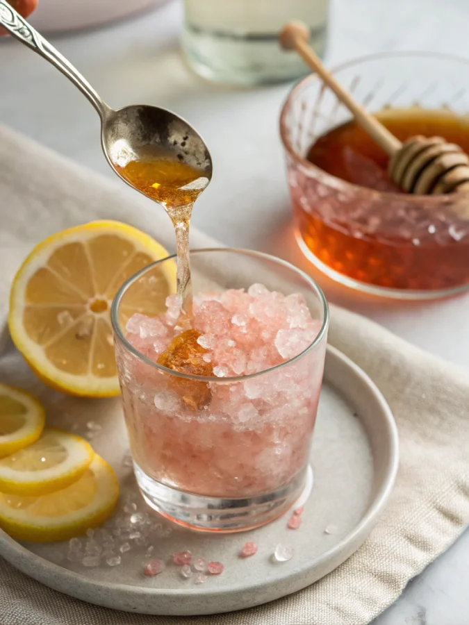 Morning routine sipping pink salt trick