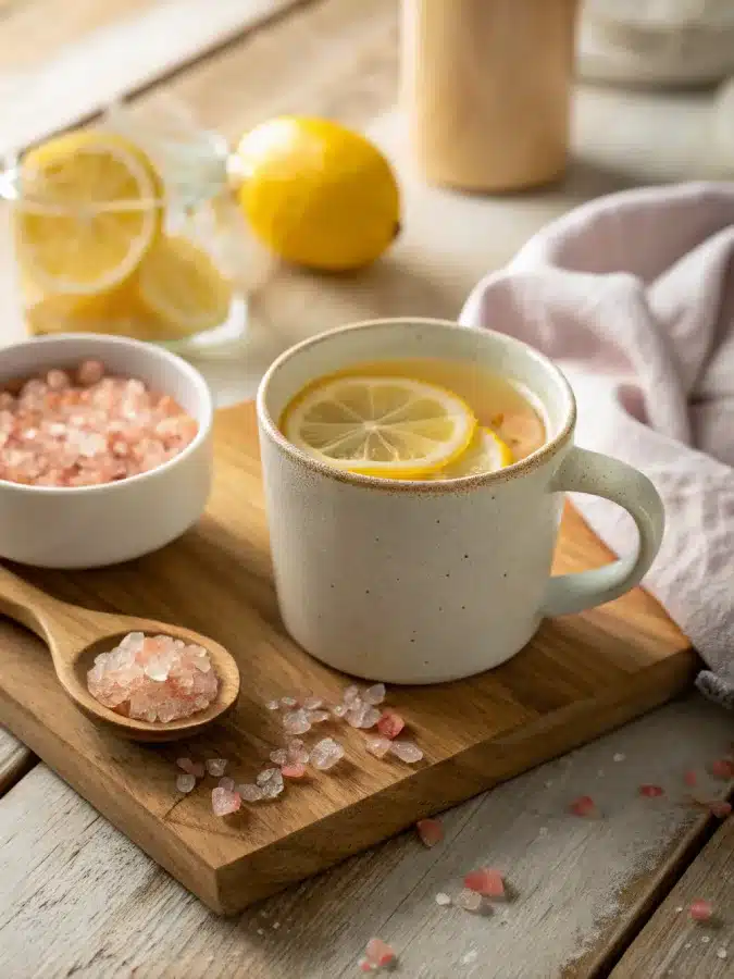 what is the pink salt trick warm lemon drink