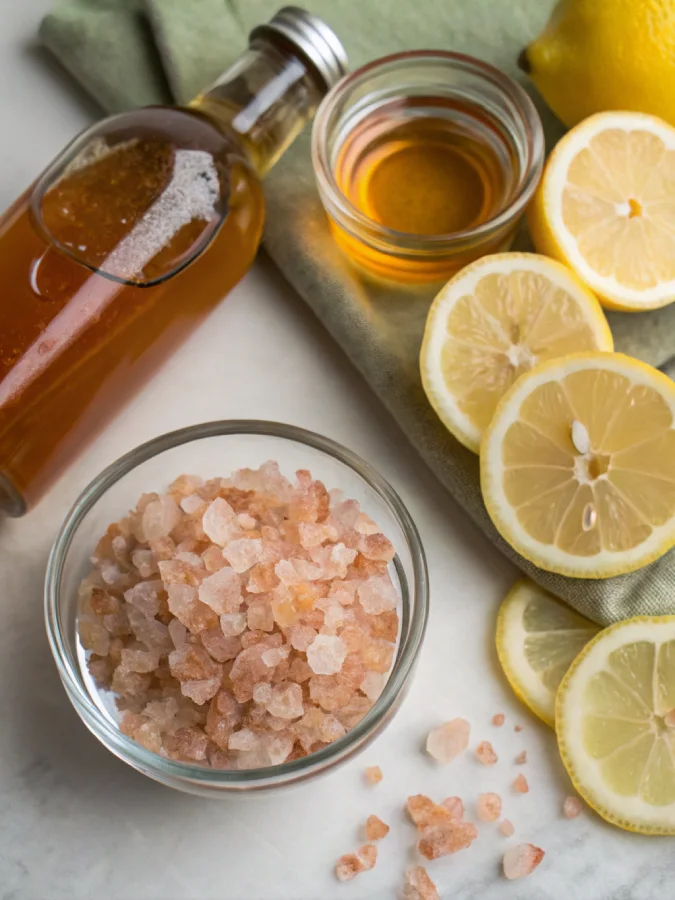 Ingredients for the pink salt trick for weight loss