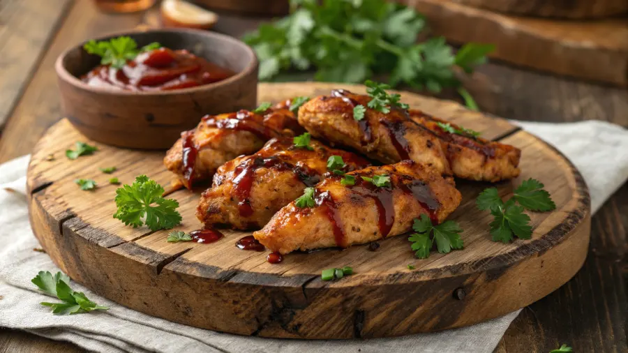 plated bbq chicken tenders from crock pot