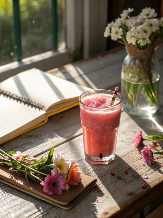 serving pink salt detox drink