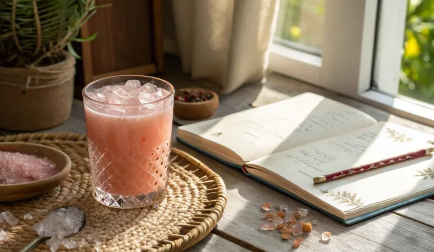 serving pink salt detox drink