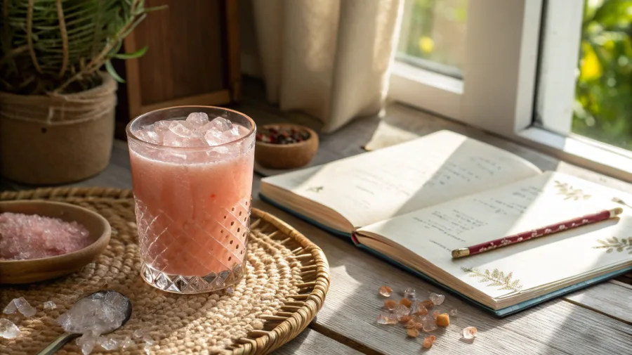 serving pink salt detox drink