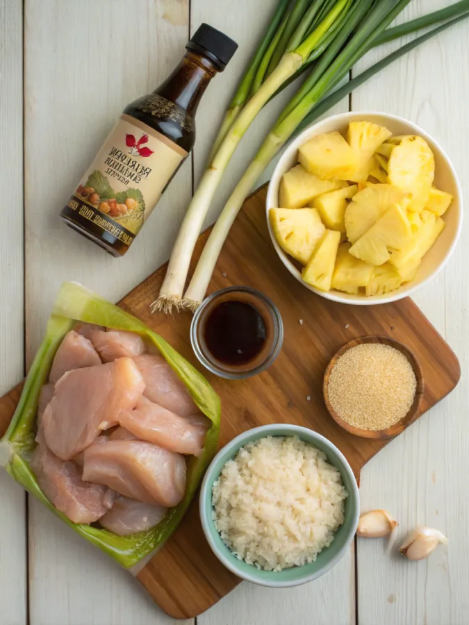 Ingredients for crock pot teriyaki chicken with pineapple