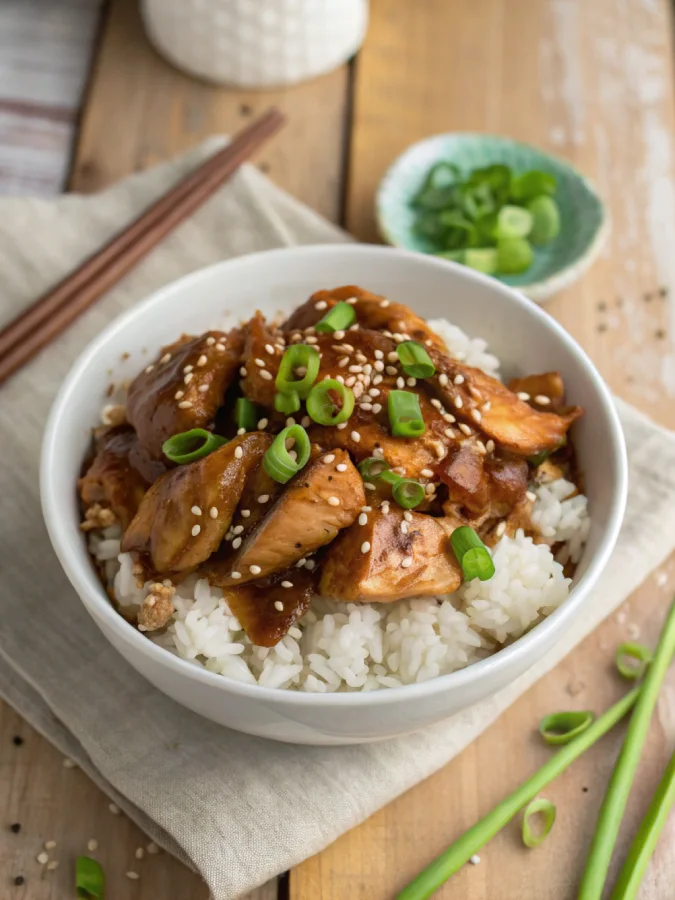 teriyaki chicken recipe in crock pot served over rice