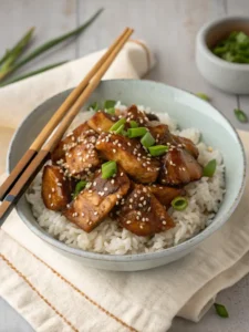 plated teriyaki chicken from crock pot