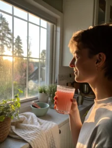 Drinking pink salt diet drink recipe in the morning