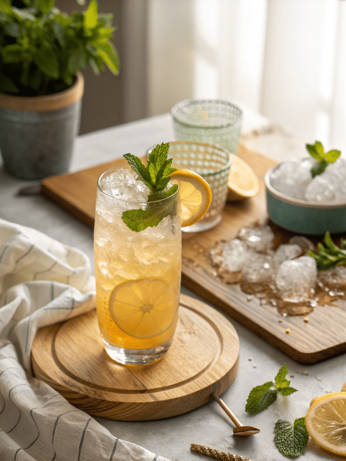 chilled mounjaro drink recipe served with lemon