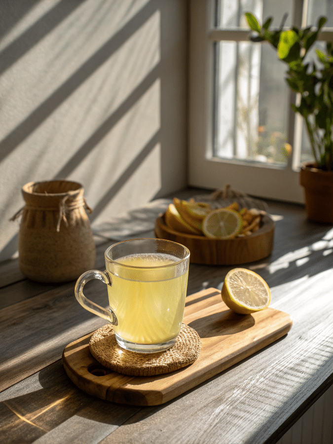 gelatin trick recipe lemon drink in morning light