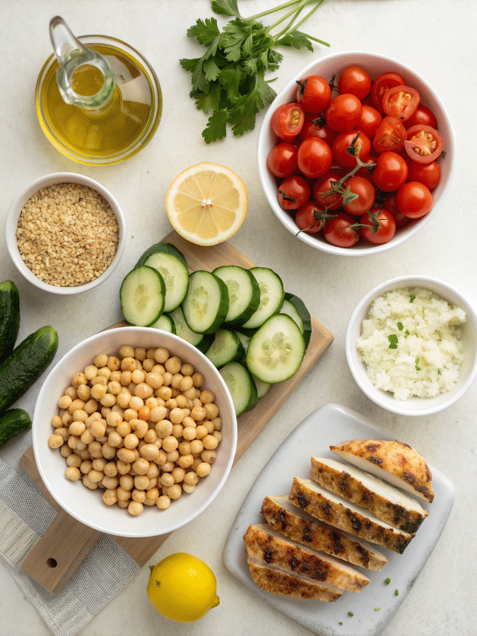 Mediterranean diet bowl ingredients