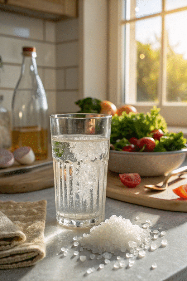 Celtic salt trick served with water