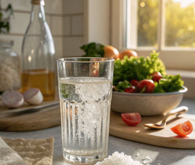 Celtic salt trick served with water