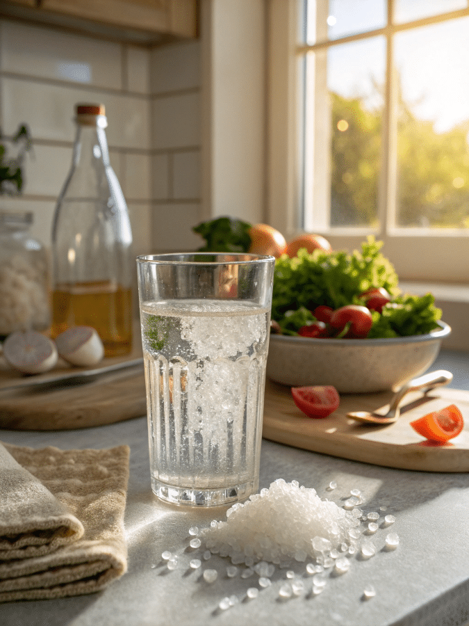 Celtic salt trick served with water