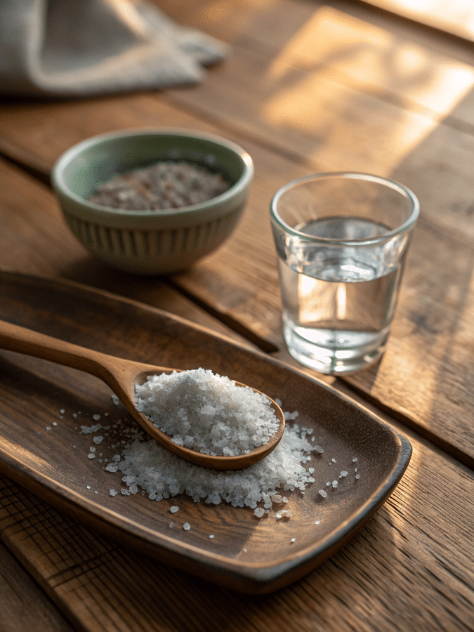 Celtic salt trick with water on table